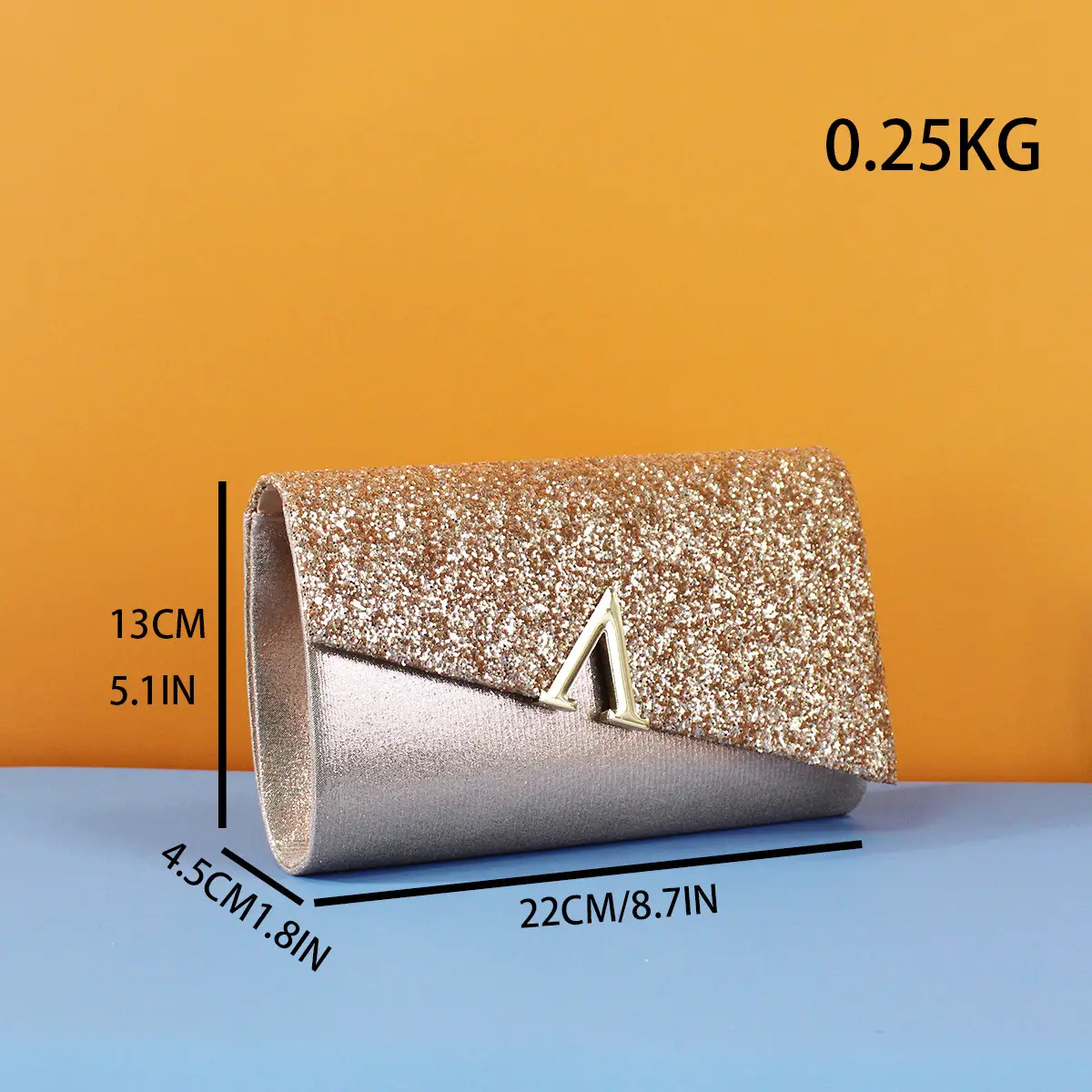 Silver Glitter Flip Clutch Bag with Chain Strap - Image 5