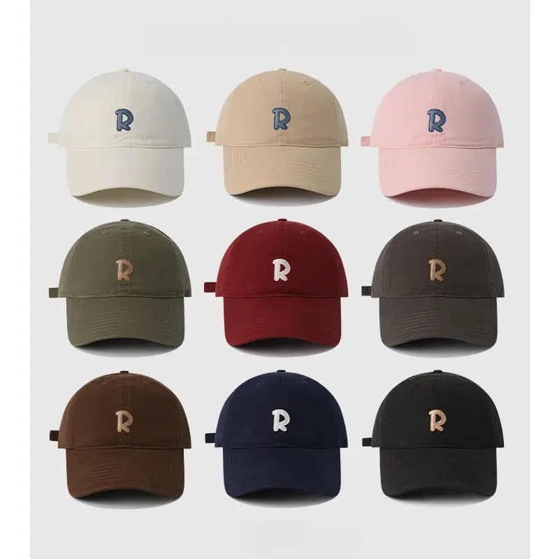 R Label Black Baseball Cap with Embroidered Logo - Image 10