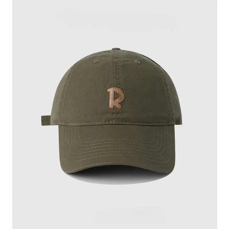 R Label Black Baseball Cap with Embroidered Logo - Image 3