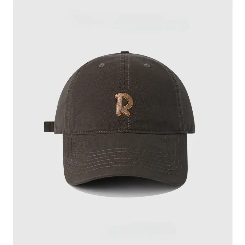R Label Black Baseball Cap with Embroidered Logo - Image 5