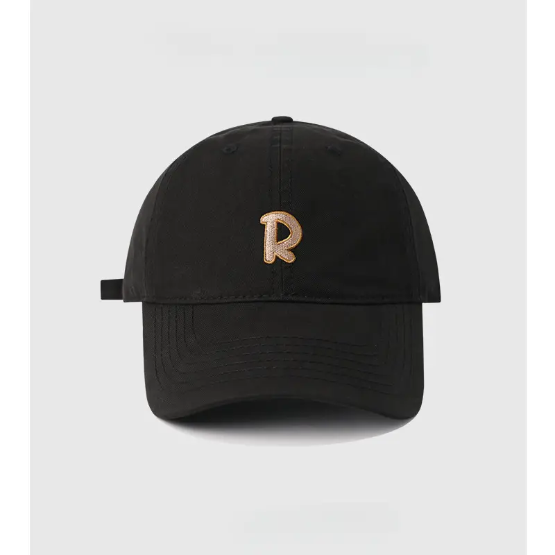 R Label Black Baseball Cap with Embroidered Logo - Image 6