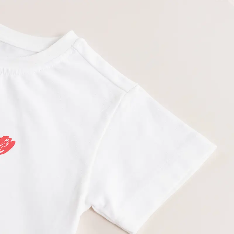 White Cotton Round Neck T-Shirt for Kids Summer - Image 4
