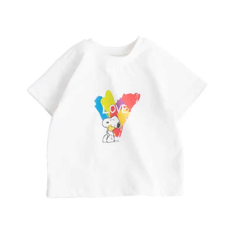 White Cotton Round Neck T-Shirt for Kids Summer - Image 6