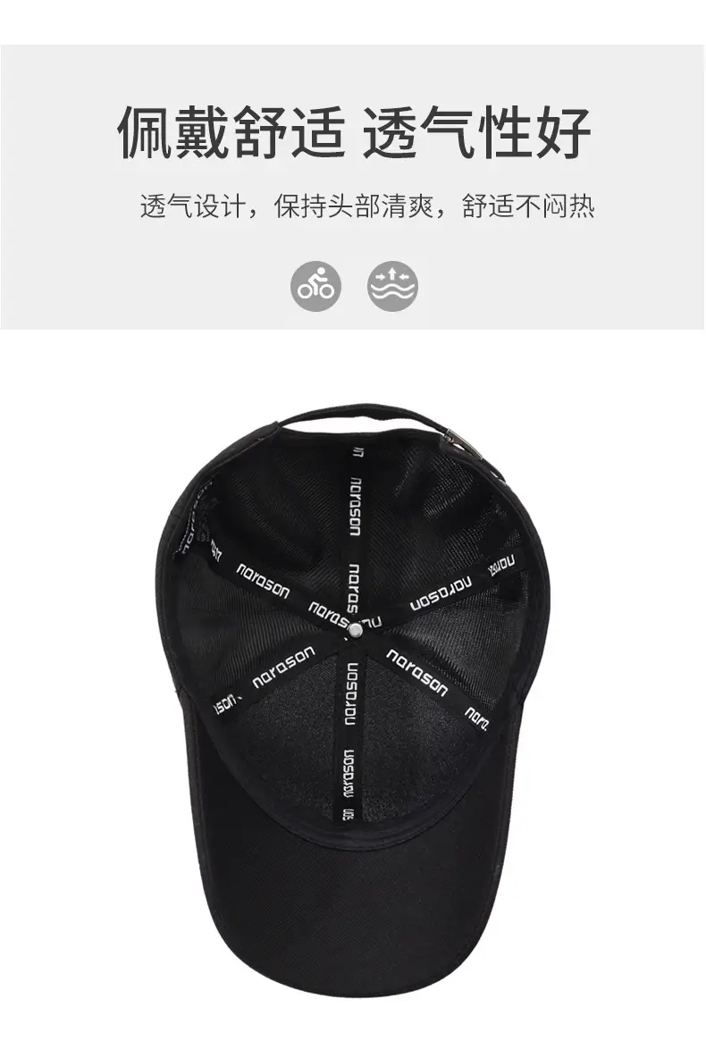 Men's Black Korean Style Baseball Cap Middle Age Travel Sun Hat — feature 5