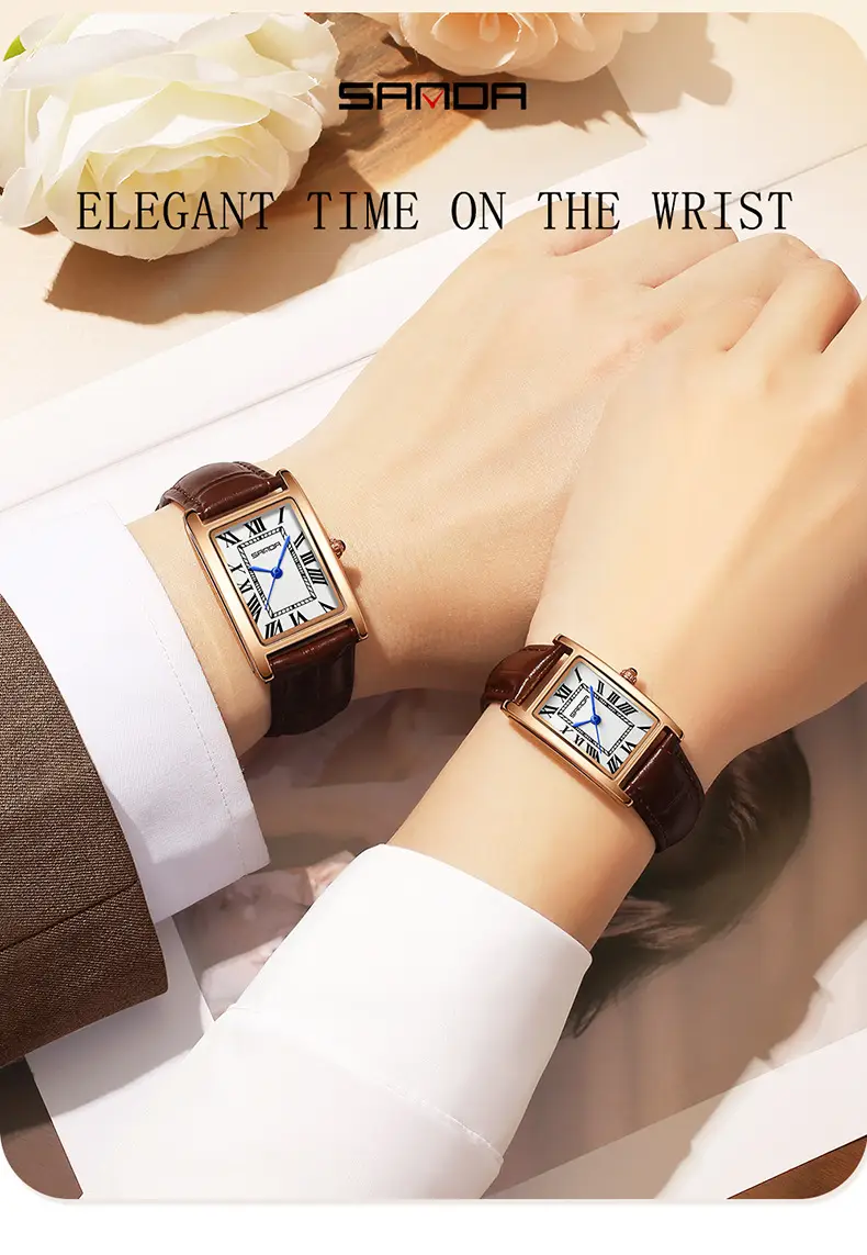Sanda Square Roman Scale Quartz Watch for Men Women — feature 24