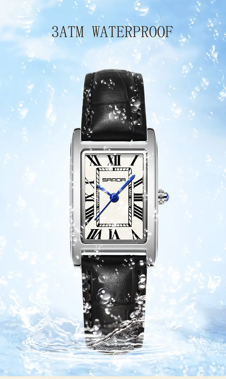 Sanda Square Roman Scale Quartz Watch for Men Women — feature 35