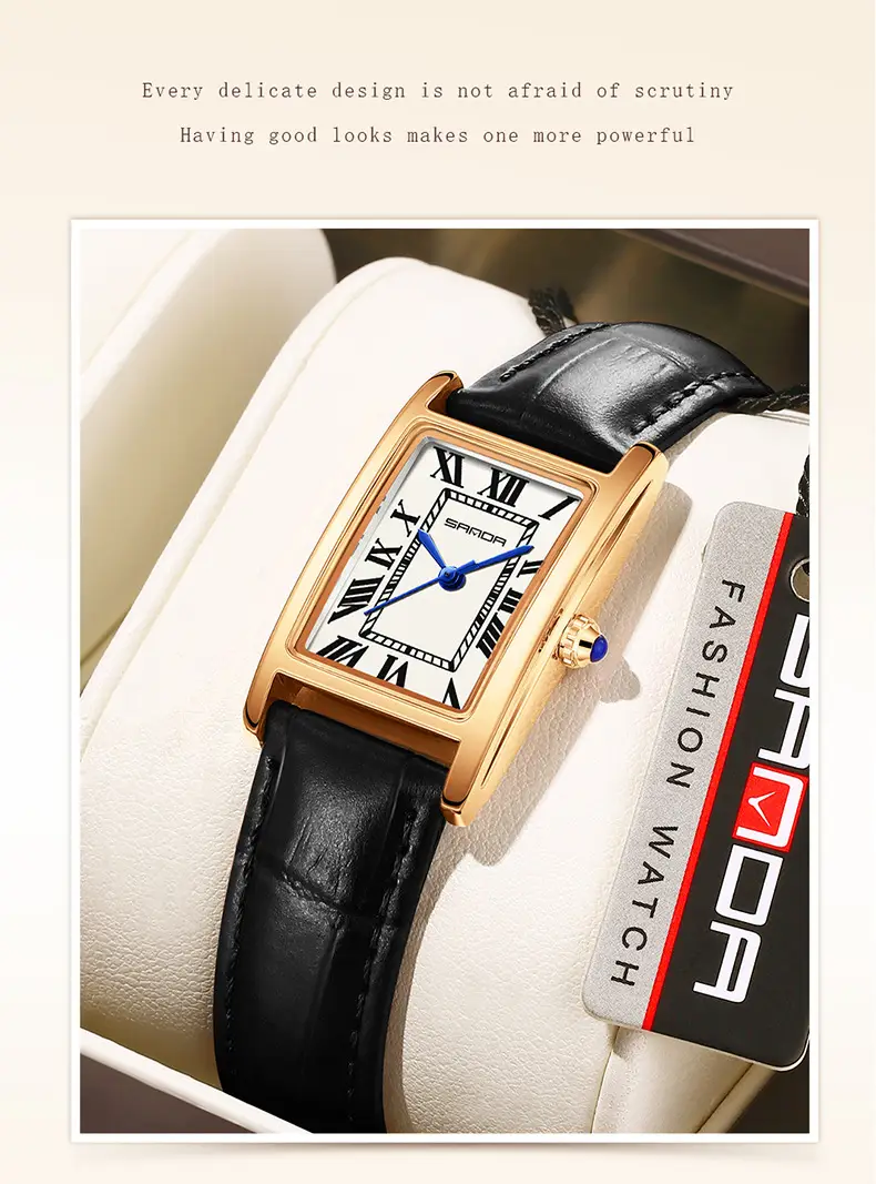 Sanda Square Roman Scale Quartz Watch for Men Women — feature 36