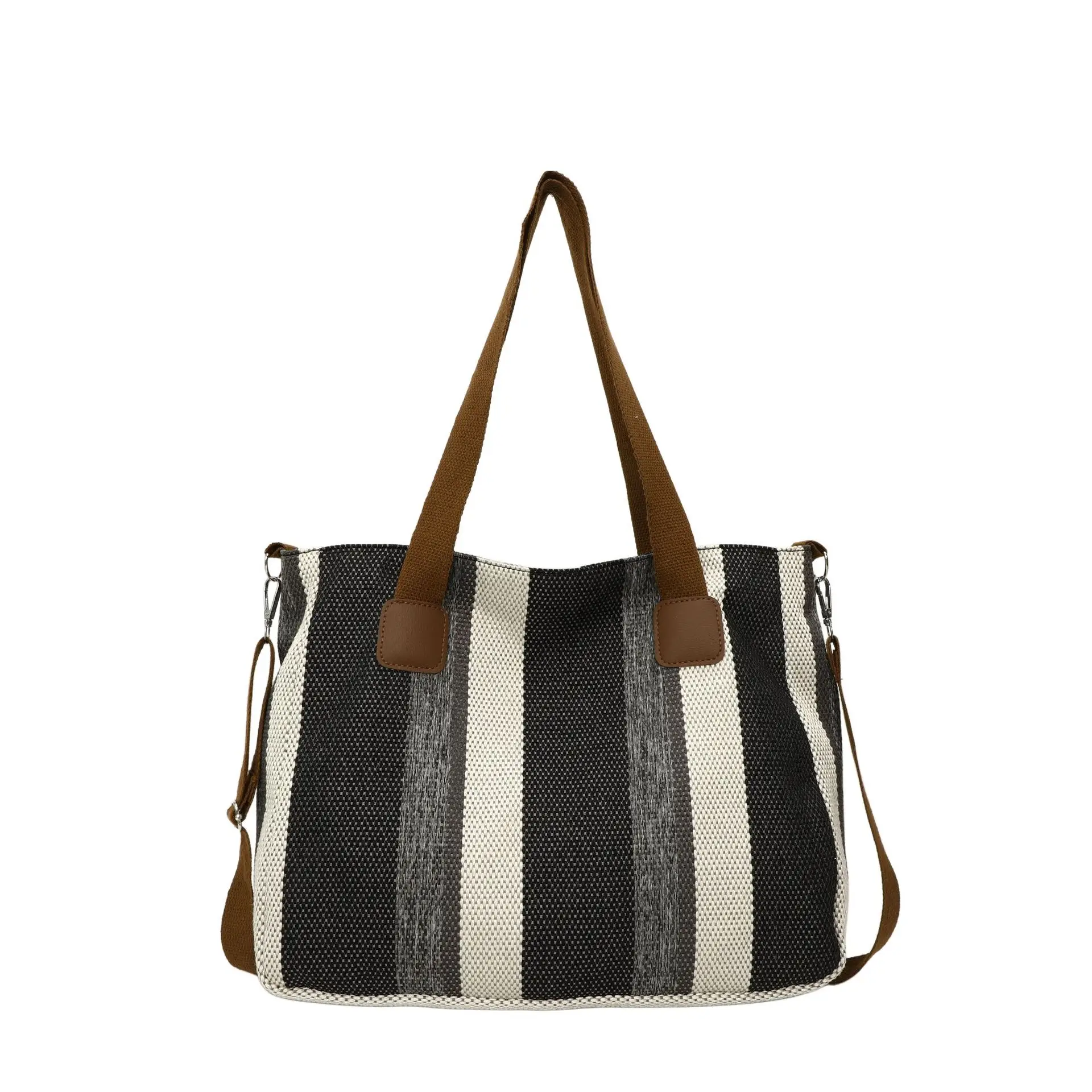 Striped Canvas Commuter Tote Bag for Women 2023 - Image 10