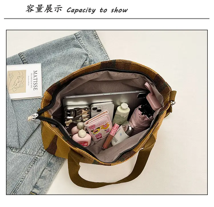 Striped Canvas Commuter Tote Bag for Women 2023 — feature 10