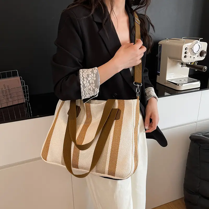 Striped Canvas Commuter Tote Bag for Women 2023 — feature 16