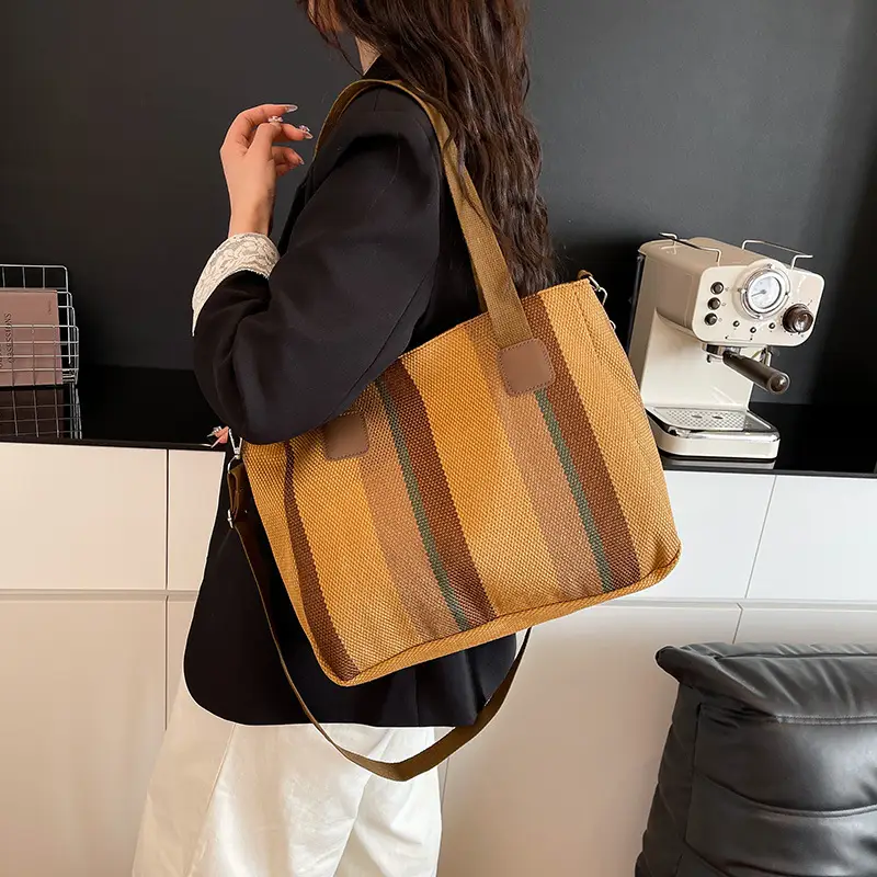 Striped Canvas Commuter Tote Bag for Women 2023 — feature 17
