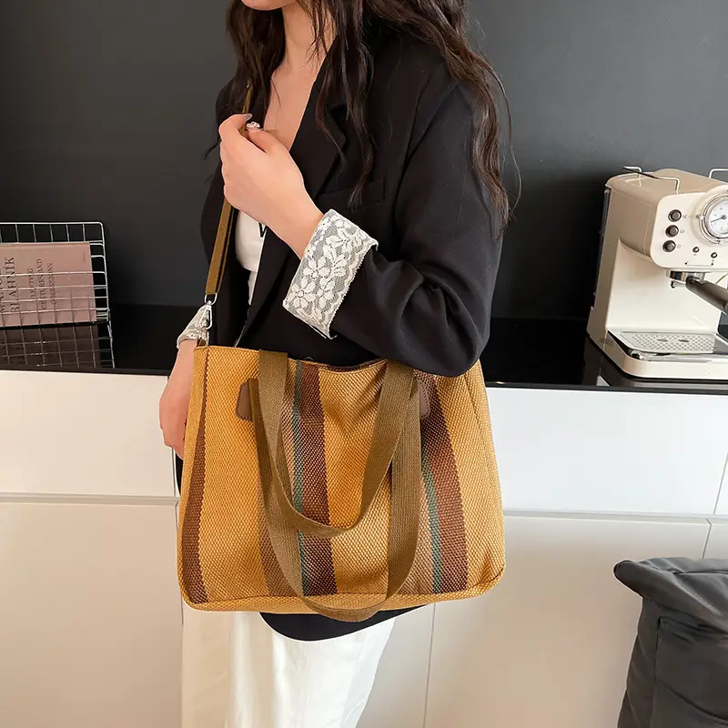 Striped Canvas Commuter Tote Bag for Women 2023 — feature 18