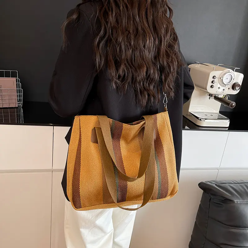 Striped Canvas Commuter Tote Bag for Women 2023 — feature 19