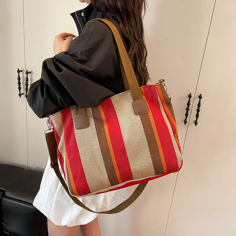 Striped Canvas Commuter Tote Bag for Women 2023 — feature 20