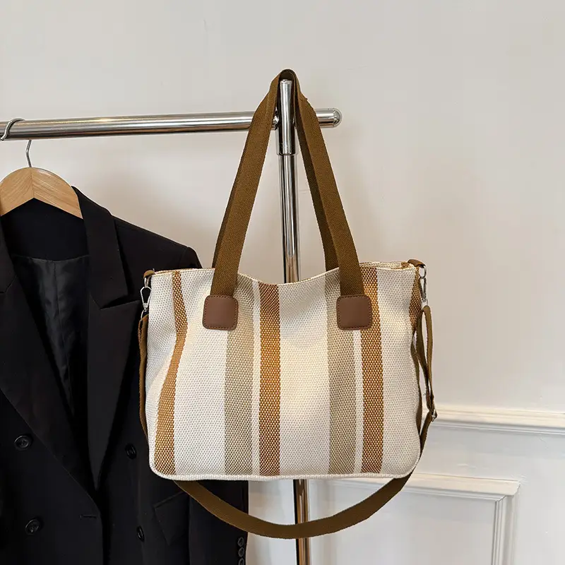 Striped Canvas Commuter Tote Bag for Women 2023 — feature 28
