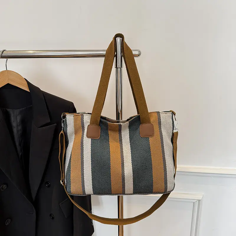 Striped Canvas Commuter Tote Bag for Women 2023 — feature 30