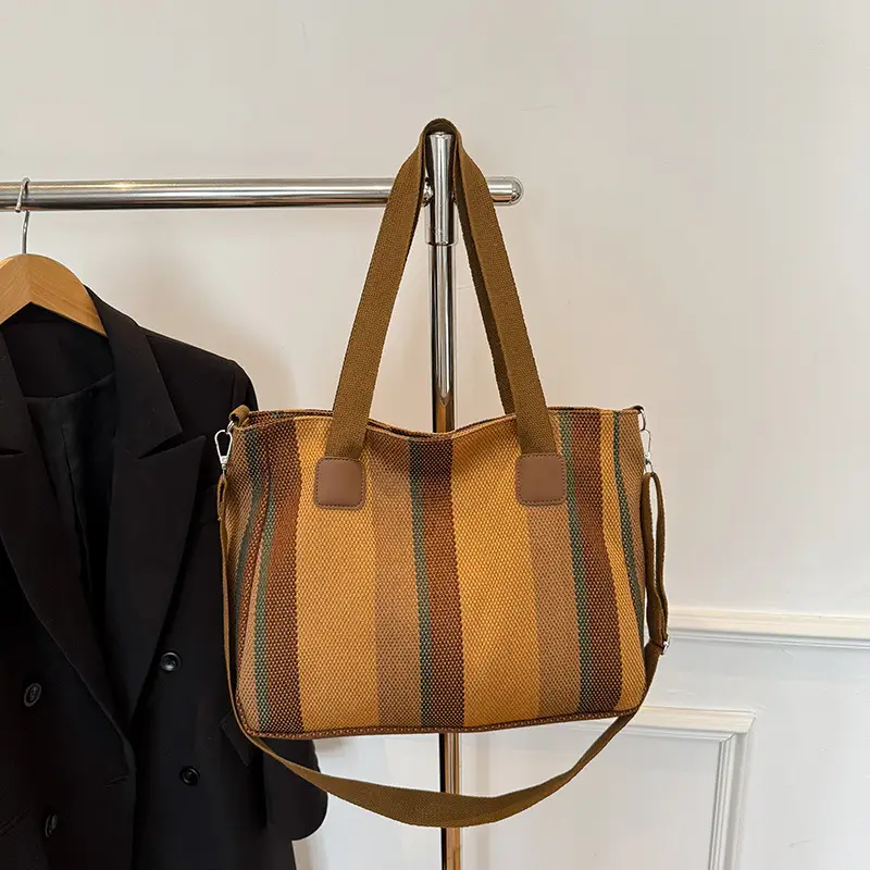 Striped Canvas Commuter Tote Bag for Women 2023 — feature 31