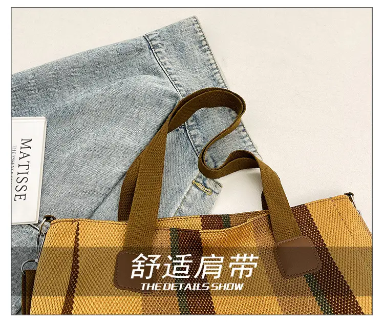 Striped Canvas Commuter Tote Bag for Women 2023 — feature 5