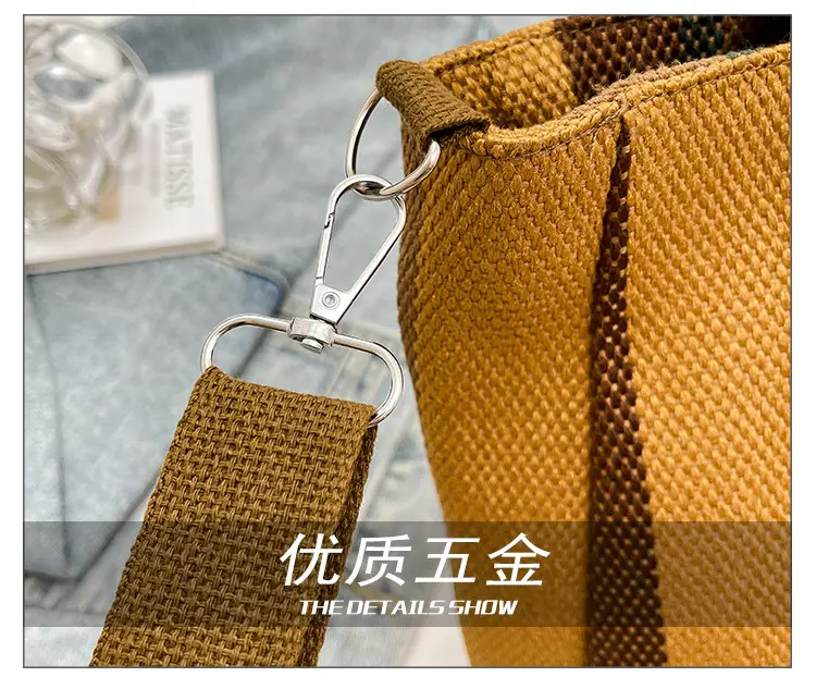 Striped Canvas Commuter Tote Bag for Women 2023 — feature 7