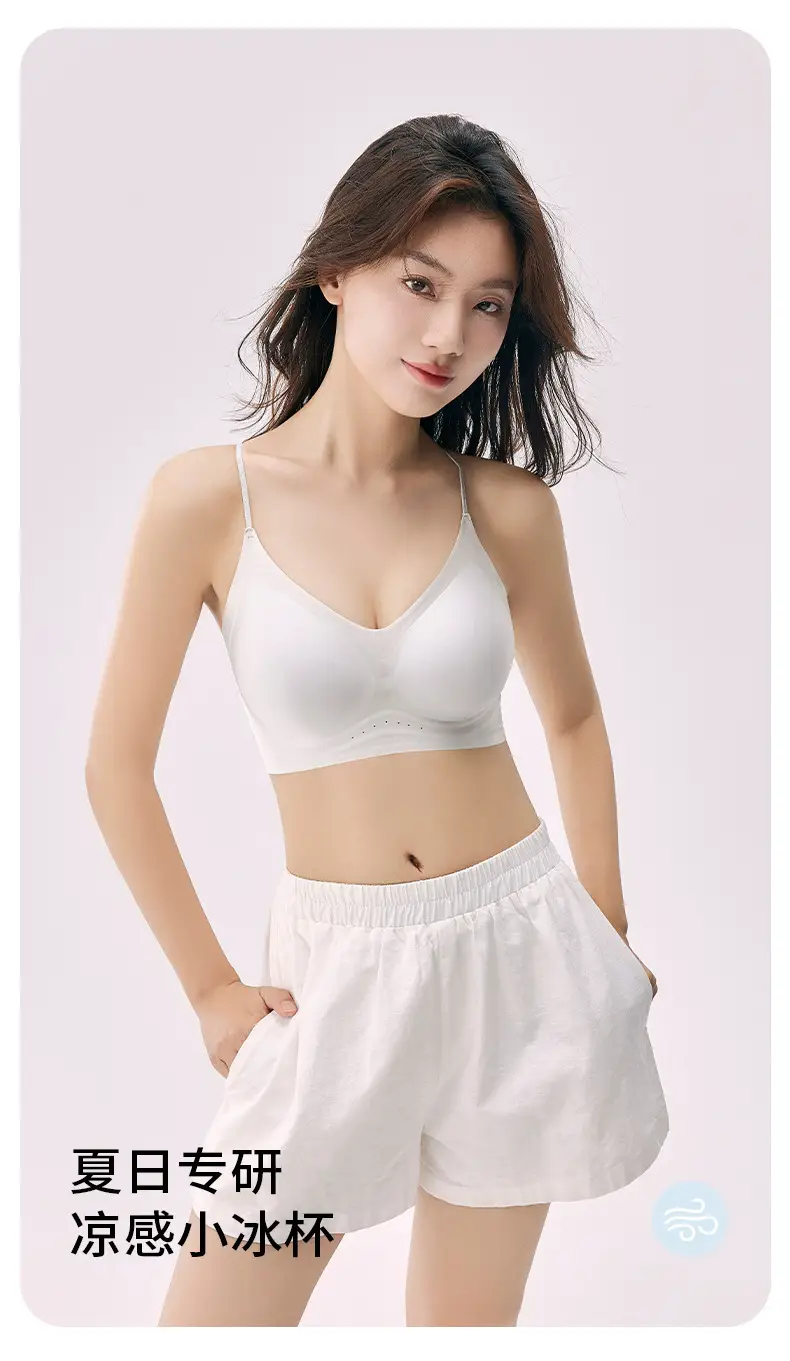 332 Original Cool Leather Underwear Women's Plaid Ultra-Thin Cool Feeling Soft Support Seamless Sexy Easiest for Match Soft Bra — feature 2