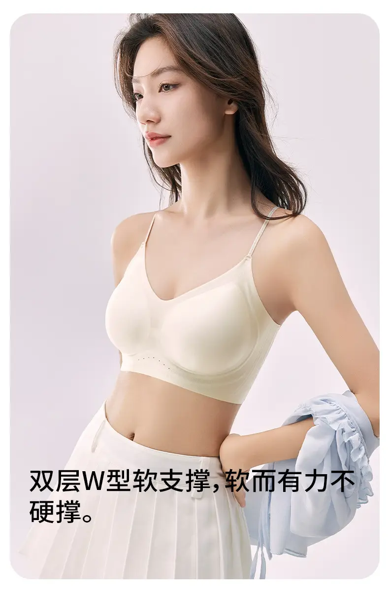 332 Original Cool Leather Underwear Women's Plaid Ultra-Thin Cool Feeling Soft Support Seamless Sexy Easiest for Match Soft Bra — feature 4