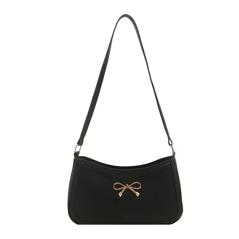 Pink French Texture Bow Shoulder Bag for Women - Image 9
