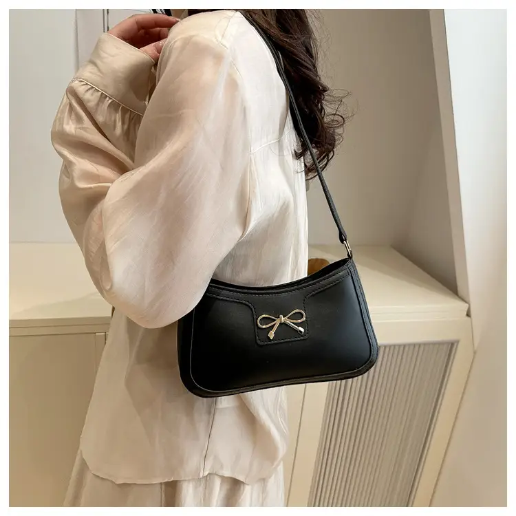 Pink French Texture Bow Shoulder Bag for Women — feature 13