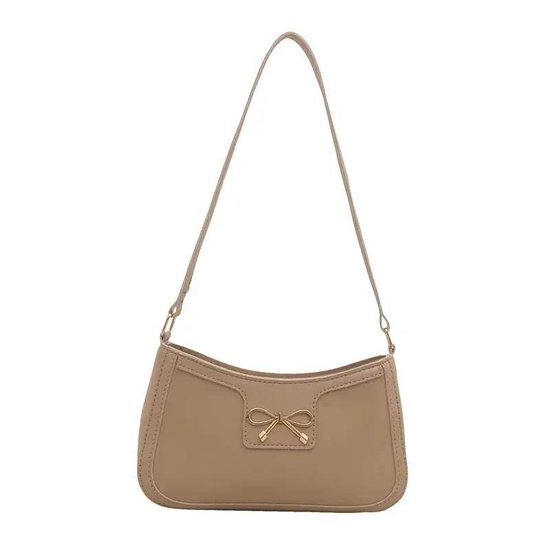 Pink French Texture Bow Shoulder Bag for Women - Image 2