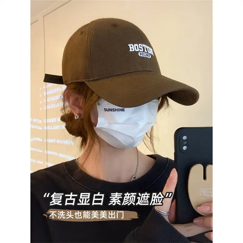 Women's Brushed Baseball Cap with Wide Brim & American Embroidery — feature 3