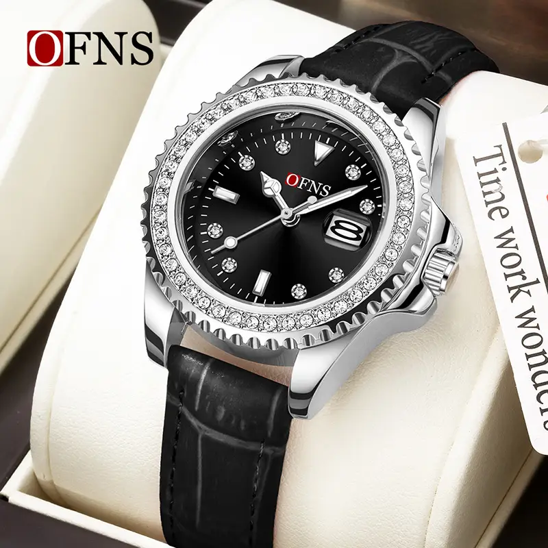 Ofns Export New Quartz Watch with Calendar & Diamond Waterproof - Image 8