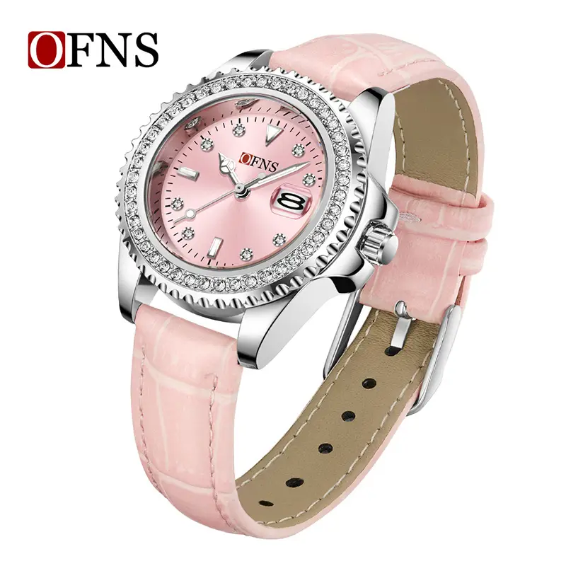 Ofns Export New Quartz Watch with Calendar & Diamond Waterproof - Image 3