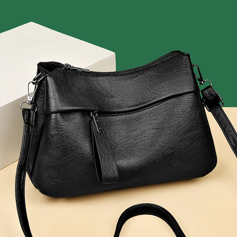 Women's Brown Leather Crossbody Bag with Logo Print - Image 5