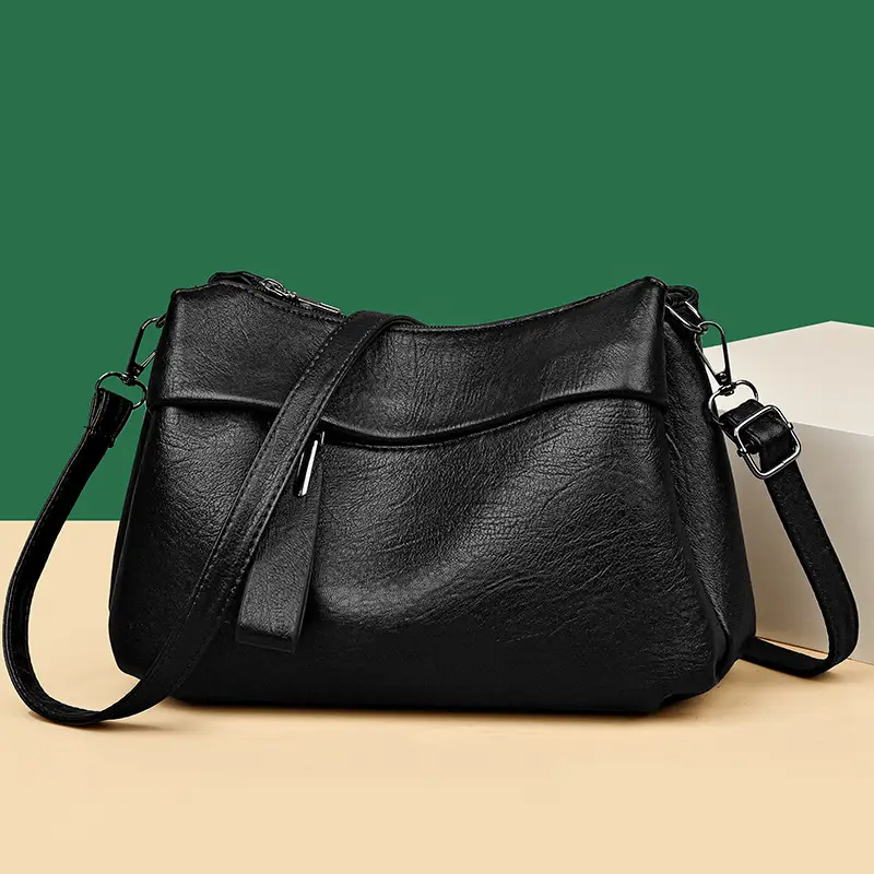 Women's Brown Leather Crossbody Bag with Logo Print - Image 7