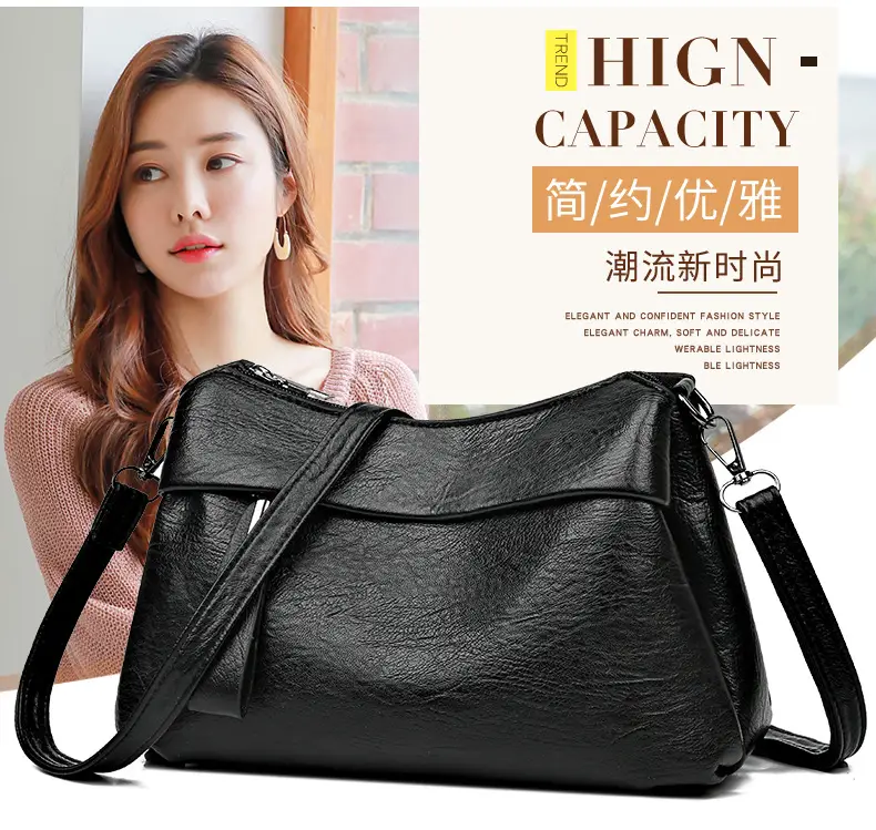 Women's Brown Leather Crossbody Bag with Logo Print — feature 2