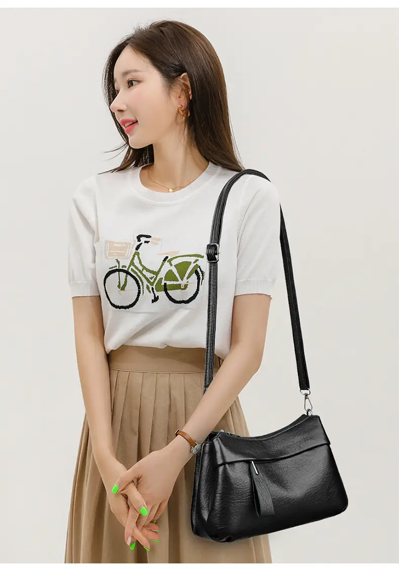 Women's Brown Leather Crossbody Bag with Logo Print — feature 7