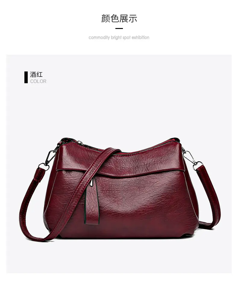 Women's Brown Leather Crossbody Bag with Logo Print — feature 9