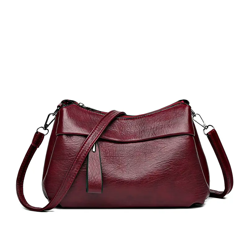Women's Brown Leather Crossbody Bag with Logo Print - Image 2