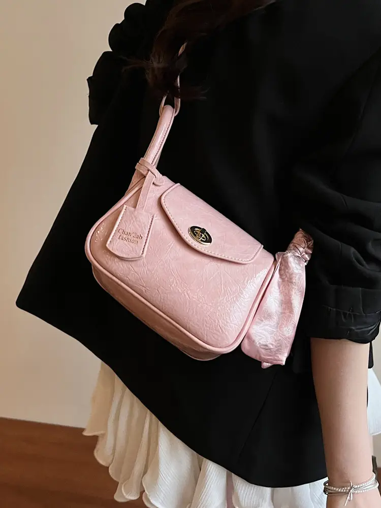 Women's Gold Leather Shoulder Bag 2025 New Trendy - Image 8