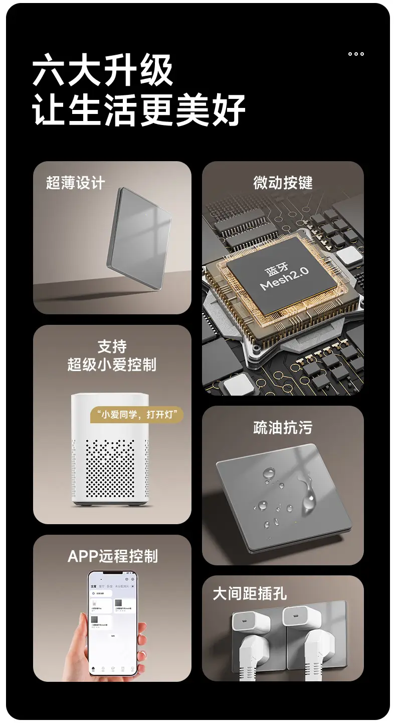 Tempered Glass White Smart Switch Control Panel Has Been Connected to Mijia App Voice Whole House Intelligent Single and Double Control — feature 3