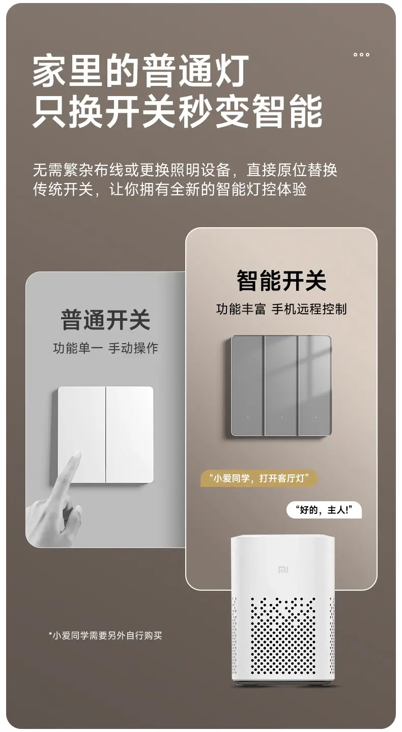 Tempered Glass White Smart Switch Control Panel Has Been Connected to Mijia App Voice Whole House Intelligent Single and Double Control — feature 5
