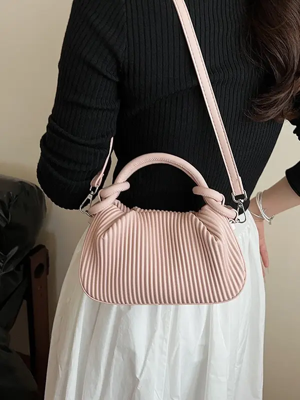 Women's Pleated Tan Shoulder Crossbody Bag 2026 - Image 8