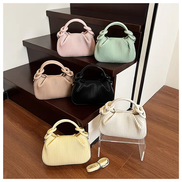 Women's Pleated Tan Shoulder Crossbody Bag 2026 — feature 1