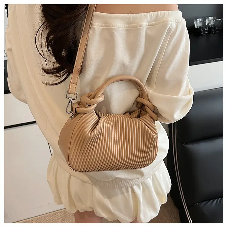 Women's Pleated Tan Shoulder Crossbody Bag 2026 — feature 11