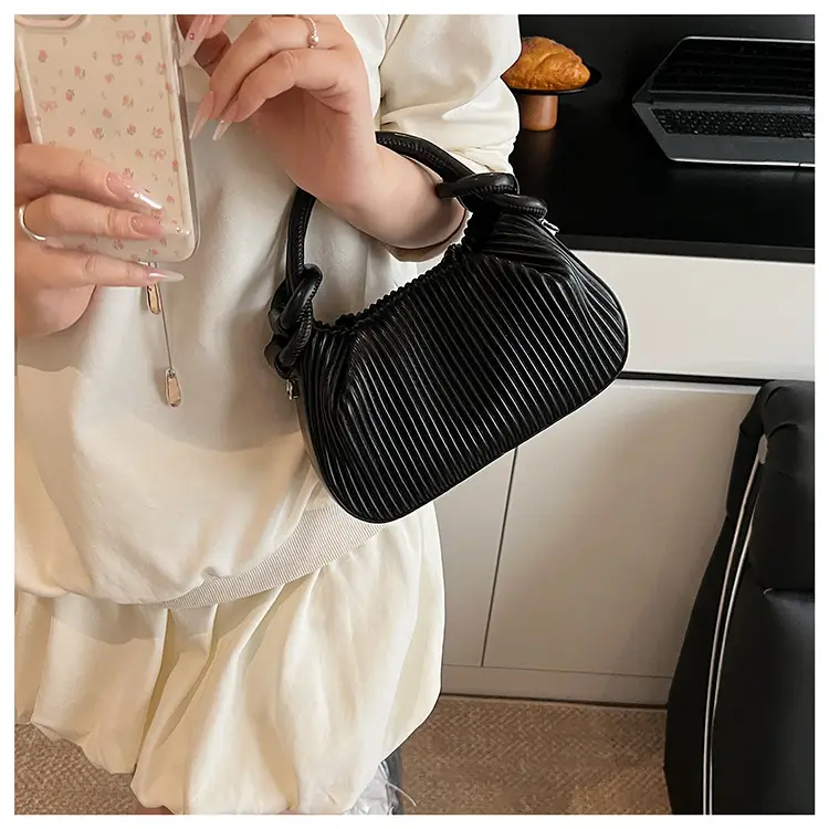 Women's Pleated Tan Shoulder Crossbody Bag 2026 — feature 16