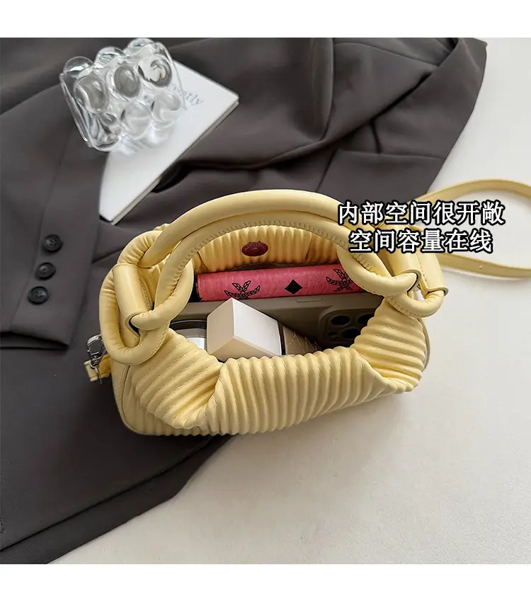 Women's Pleated Tan Shoulder Crossbody Bag 2026 — feature 7