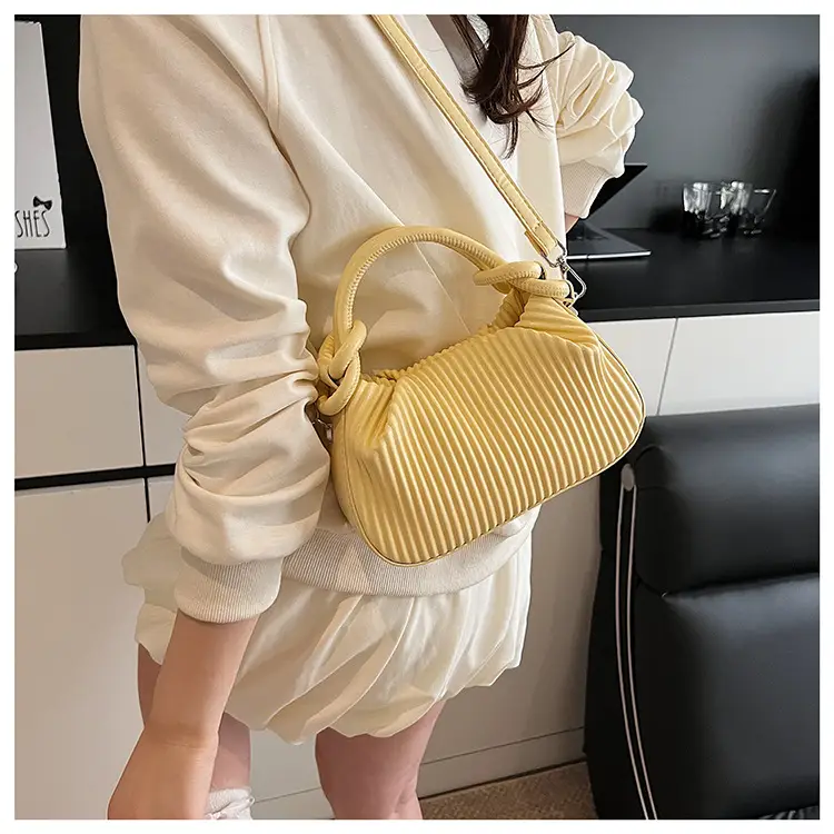 Women's Pleated Tan Shoulder Crossbody Bag 2026 — feature 8