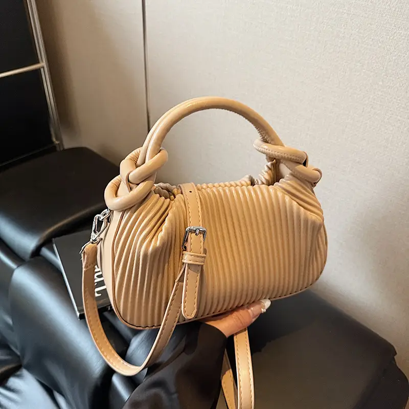 Women's Pleated Tan Shoulder Crossbody Bag 2026 - Image 2