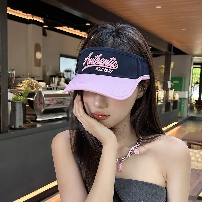Women Letter Sun Hat White Lavender with Embroidered Design - Image 10