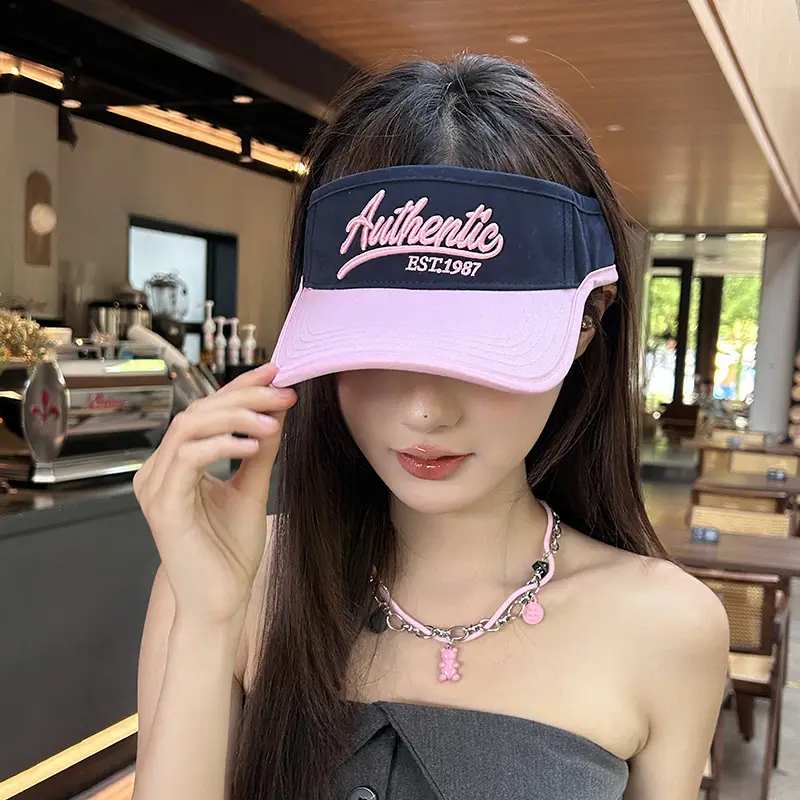 Women Letter Sun Hat White Lavender with Embroidered Design - Image 11