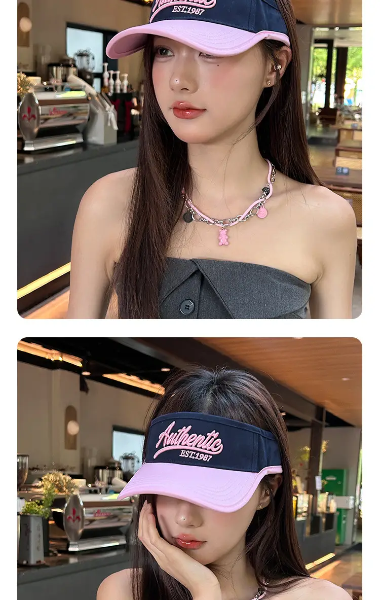 Women Letter Sun Hat White Lavender with Embroidered Design — feature 13